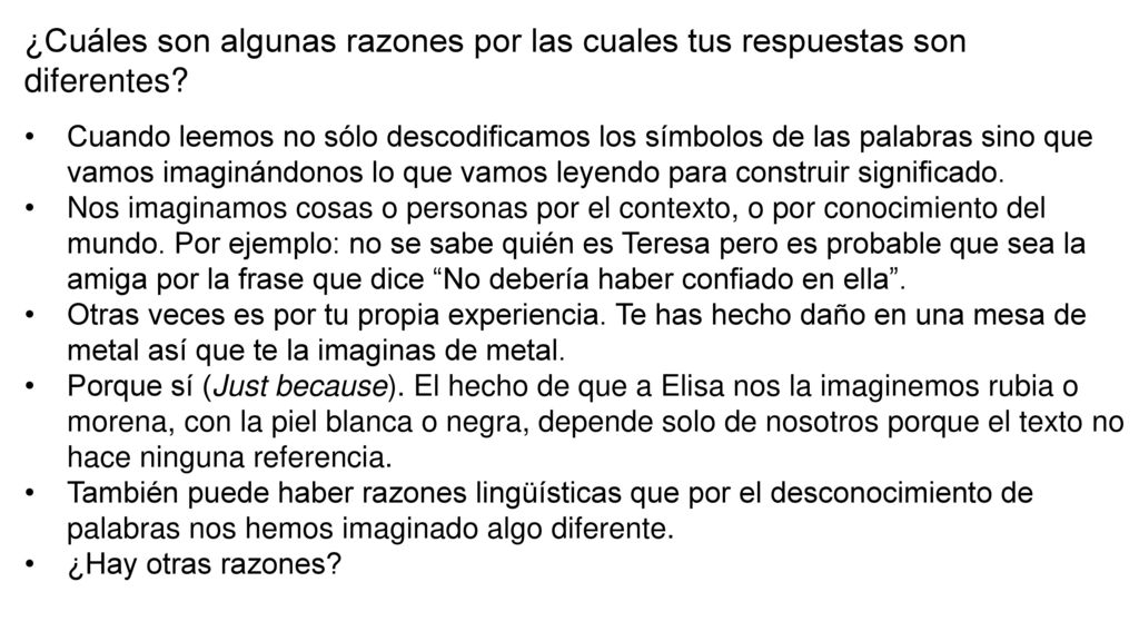¿Cuáles son algunas razones por las cuales tus respuestas son diferentes