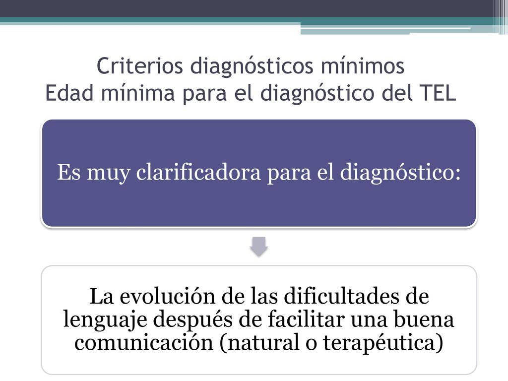 Criterios diagnósticos mínimos Edad mínima para el diagnóstico del TEL