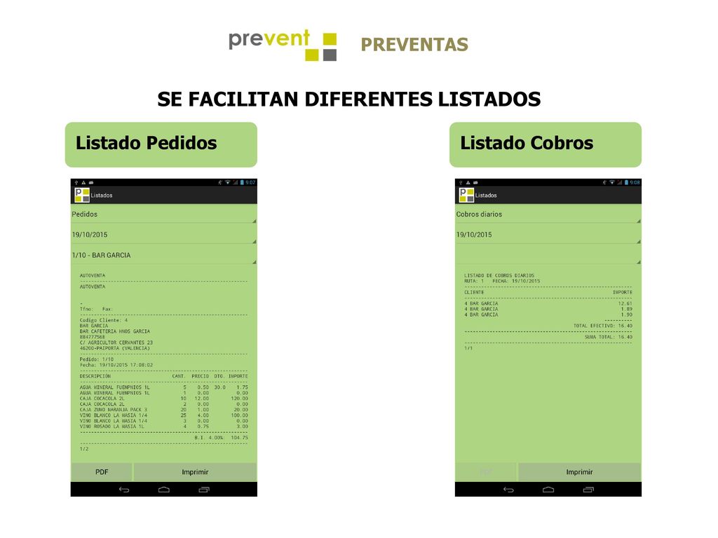 SE FACILITAN DIFERENTES LISTADOS