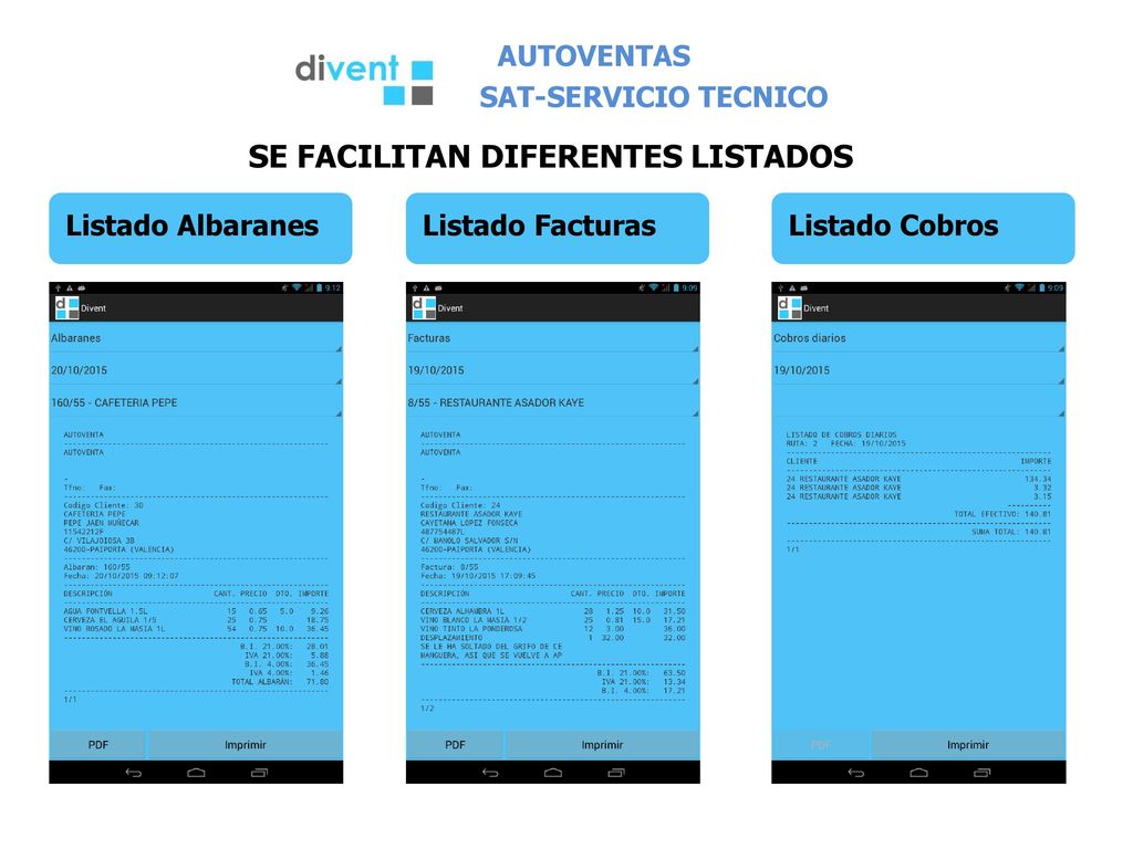 SE FACILITAN DIFERENTES LISTADOS
