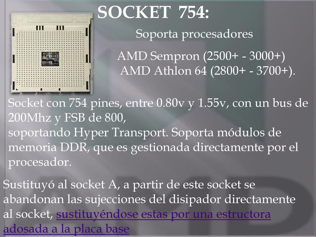 SOCKET 754: Soporta procesadores AMD Sempron ( )