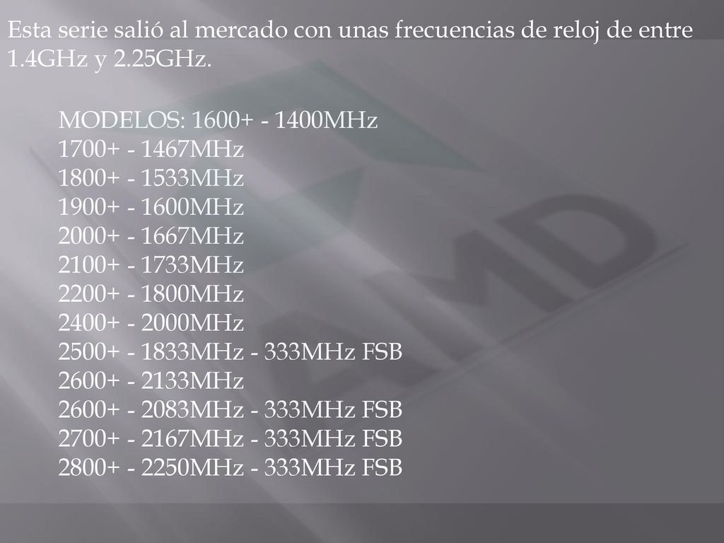 Esta serie salió al mercado con unas frecuencias de reloj de entre 1