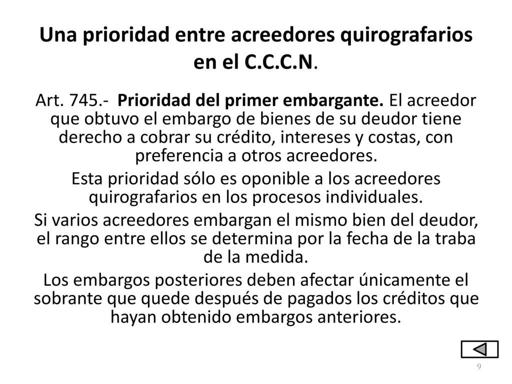 Una prioridad entre acreedores quirografarios en el C.C.C.N.