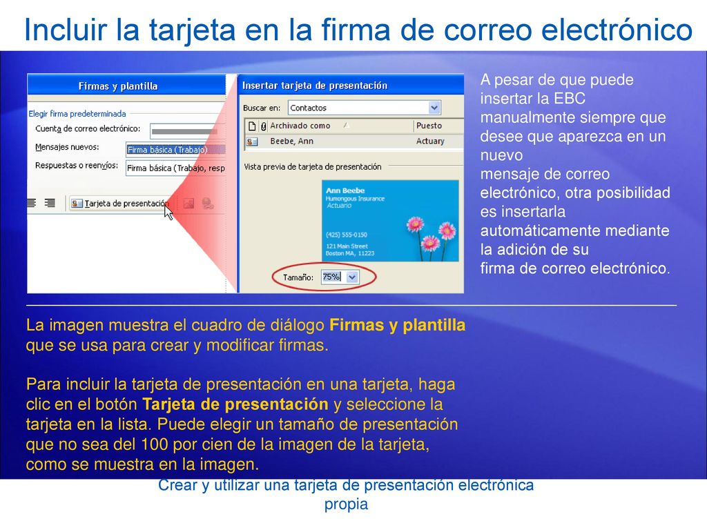 Incluir la tarjeta en la firma de correo electrónico