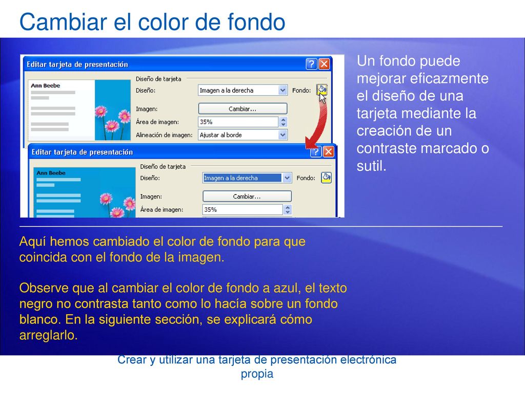 Cambiar el color de fondo