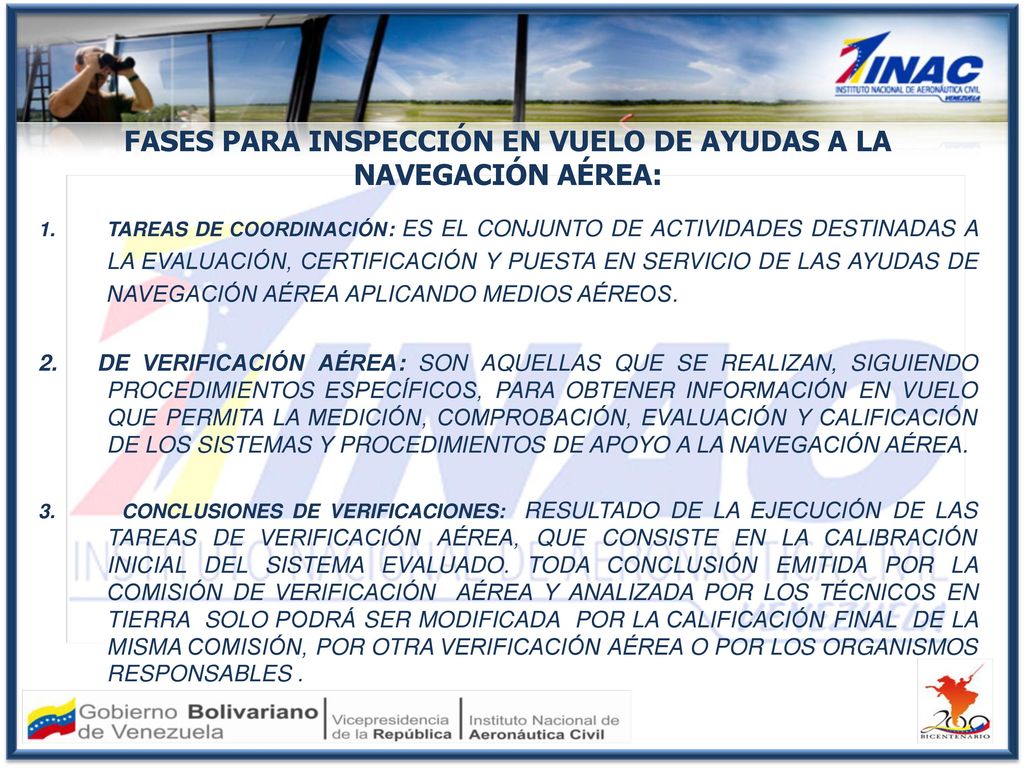 FASES PARA INSPECCIÓN EN VUELO DE AYUDAS A LA NAVEGACIÓN AÉREA: