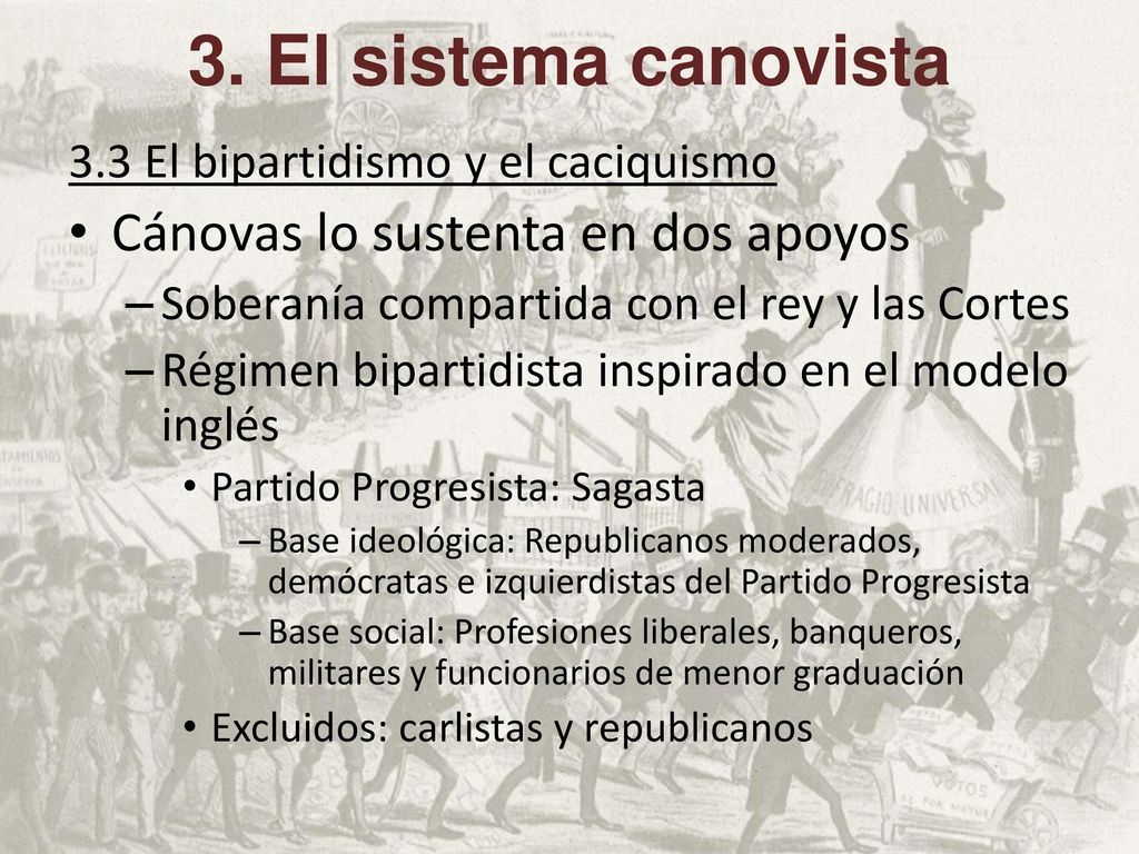 3. El sistema canovista Cánovas lo sustenta en dos apoyos