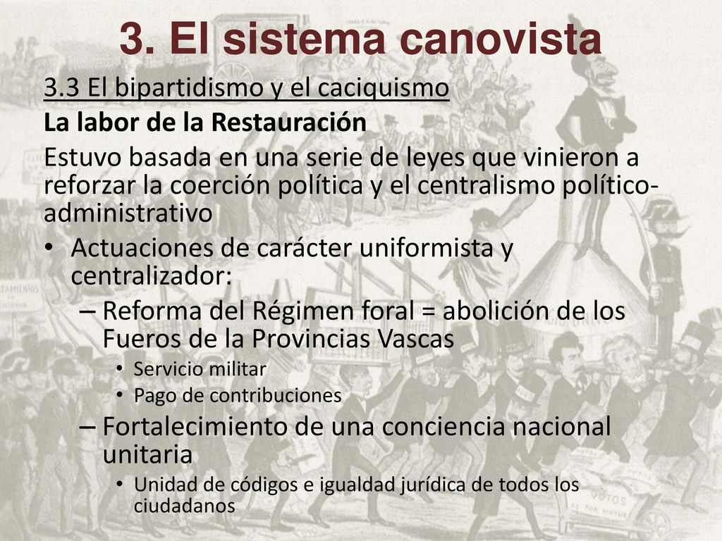 3. El sistema canovista 3.3 El bipartidismo y el caciquismo