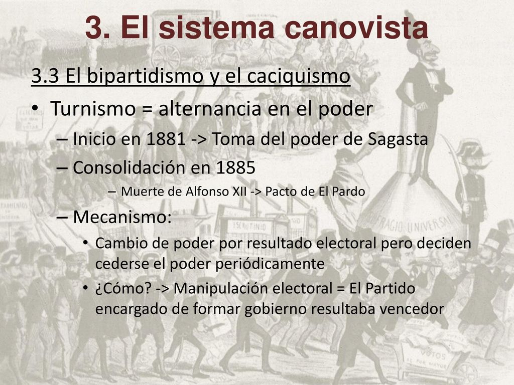 3. El sistema canovista 3.3 El bipartidismo y el caciquismo