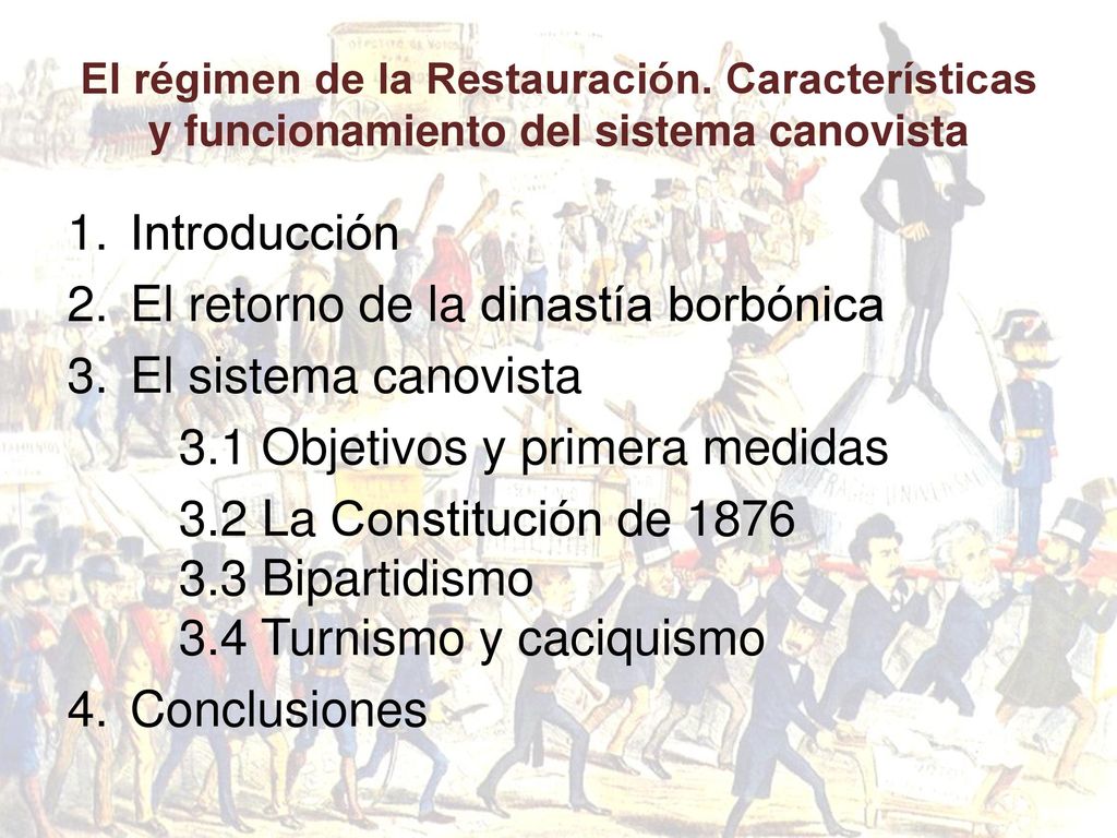 El retorno de la dinastía borbónica El sistema canovista