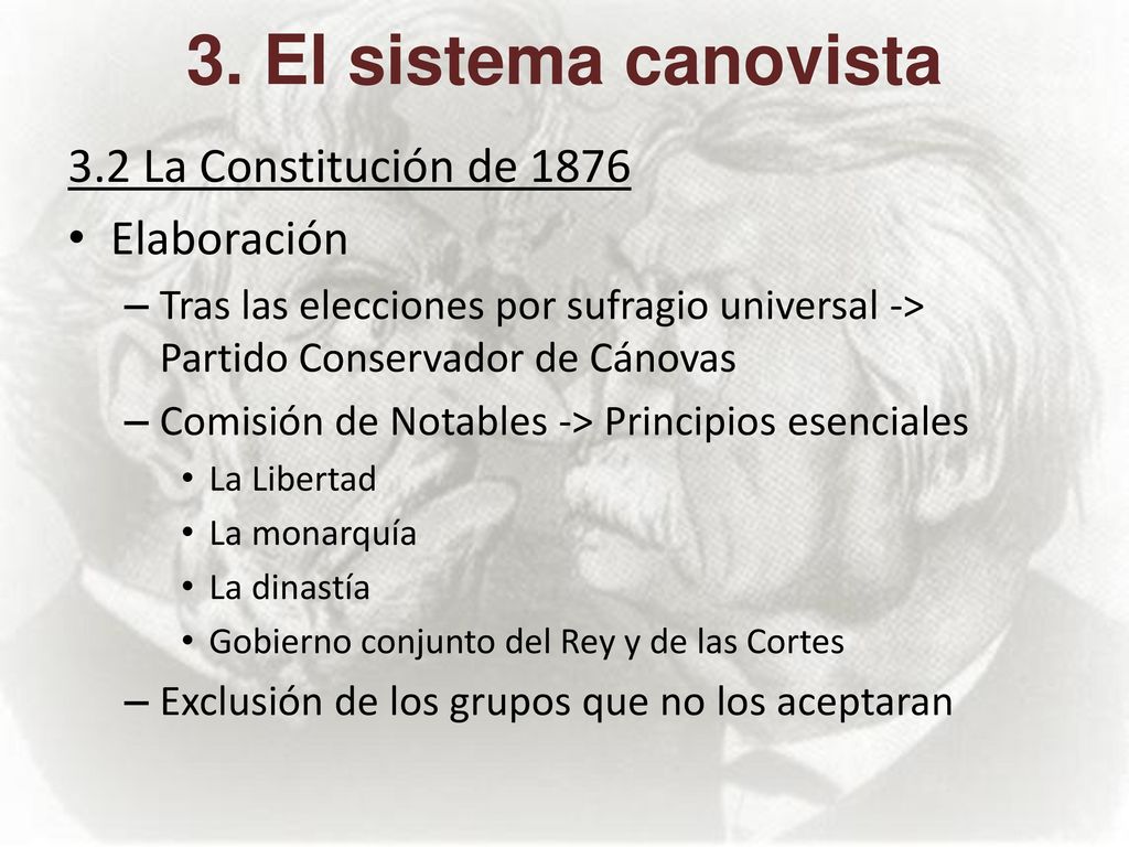 3. El sistema canovista 3.2 La Constitución de 1876 Elaboración