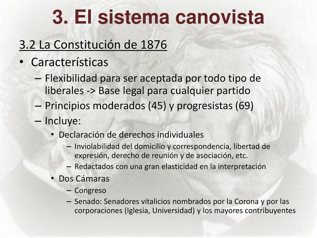 3. El sistema canovista 3.2 La Constitución de 1876 Características
