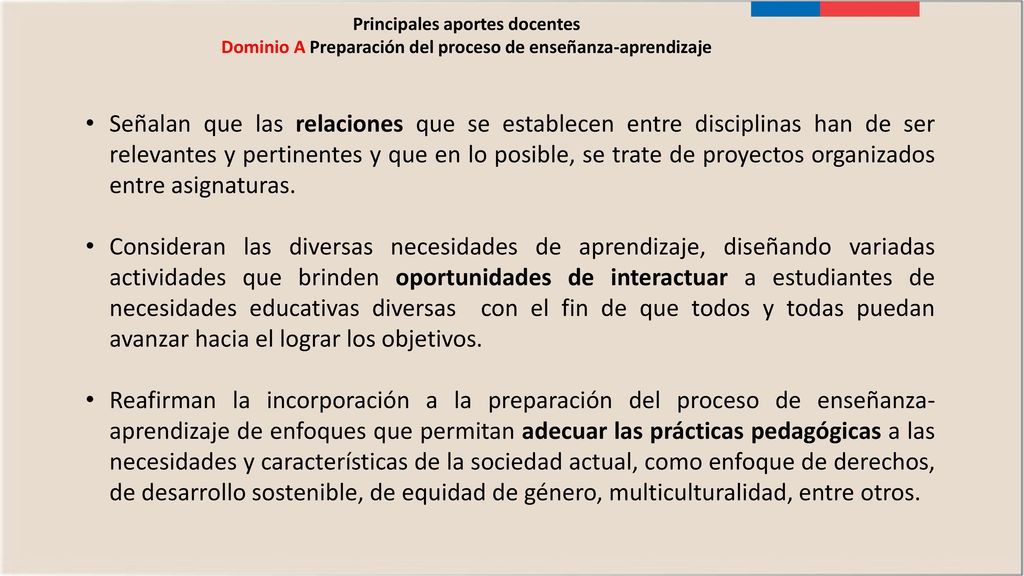Principales aportes docentes Dominio A Preparación del proceso de enseñanza-aprendizaje