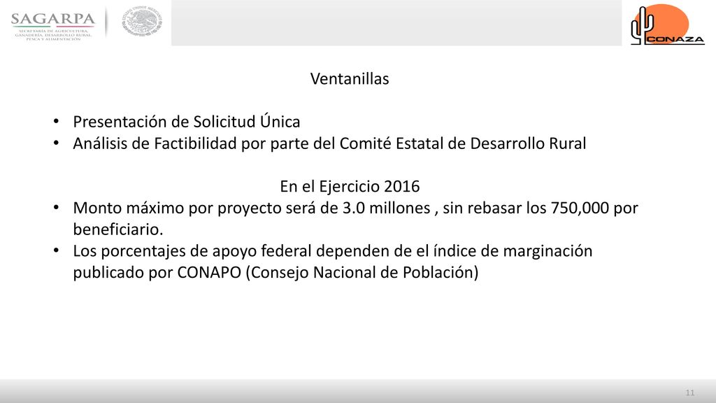 Ventanillas Presentación de Solicitud Única. Análisis de Factibilidad por parte del Comité Estatal de Desarrollo Rural.
