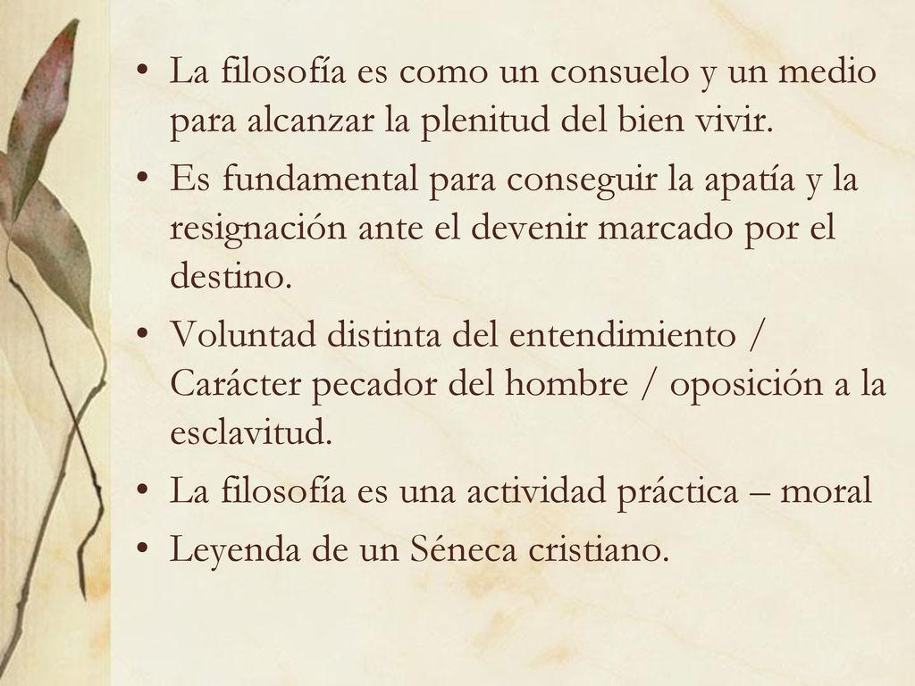 La filosofía es como un consuelo y un medio para alcanzar la plenitud del bien vivir.