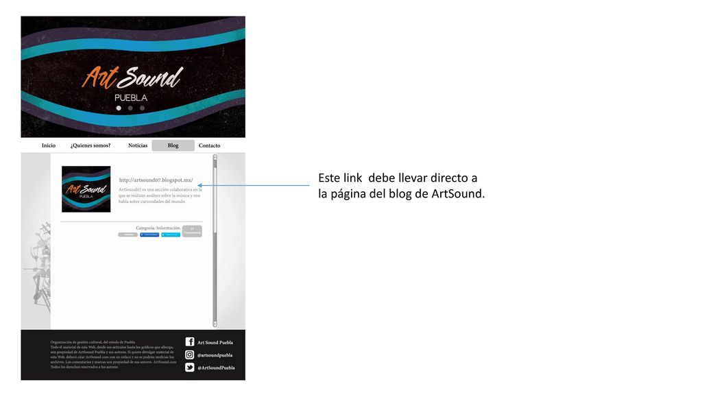 Este link debe llevar directo a la página del blog de ArtSound.