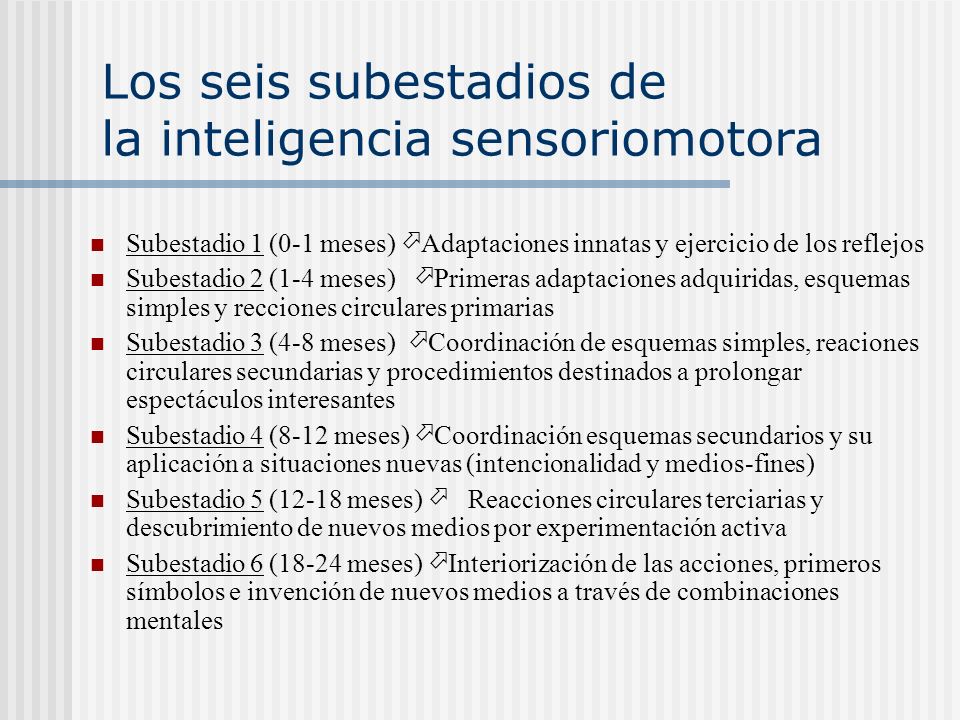 Los seis subestadios de la inteligencia sensoriomotora