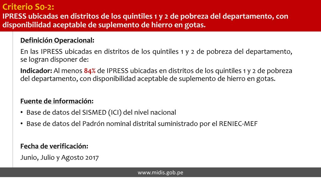 Línea de producción del servicio y los resultados de la política del estado.