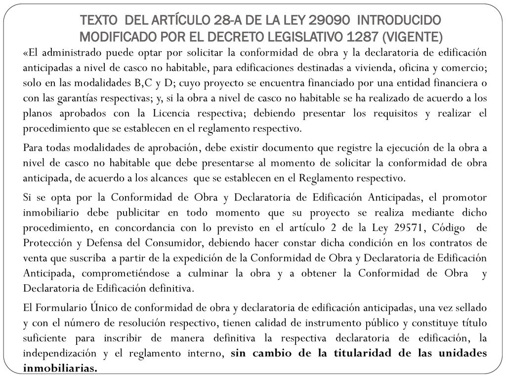 TEXTO DEL ARTÍCULO 28-A DE LA LEY INTRODUCIDO MODIFICADO POR EL DECRETO LEGISLATIVO 1287 (VIGENTE)