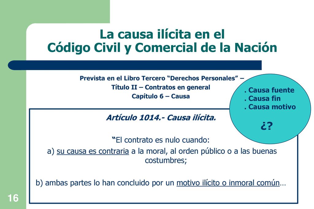 La causa ilícita en el Código Civil y Comercial de la Nación