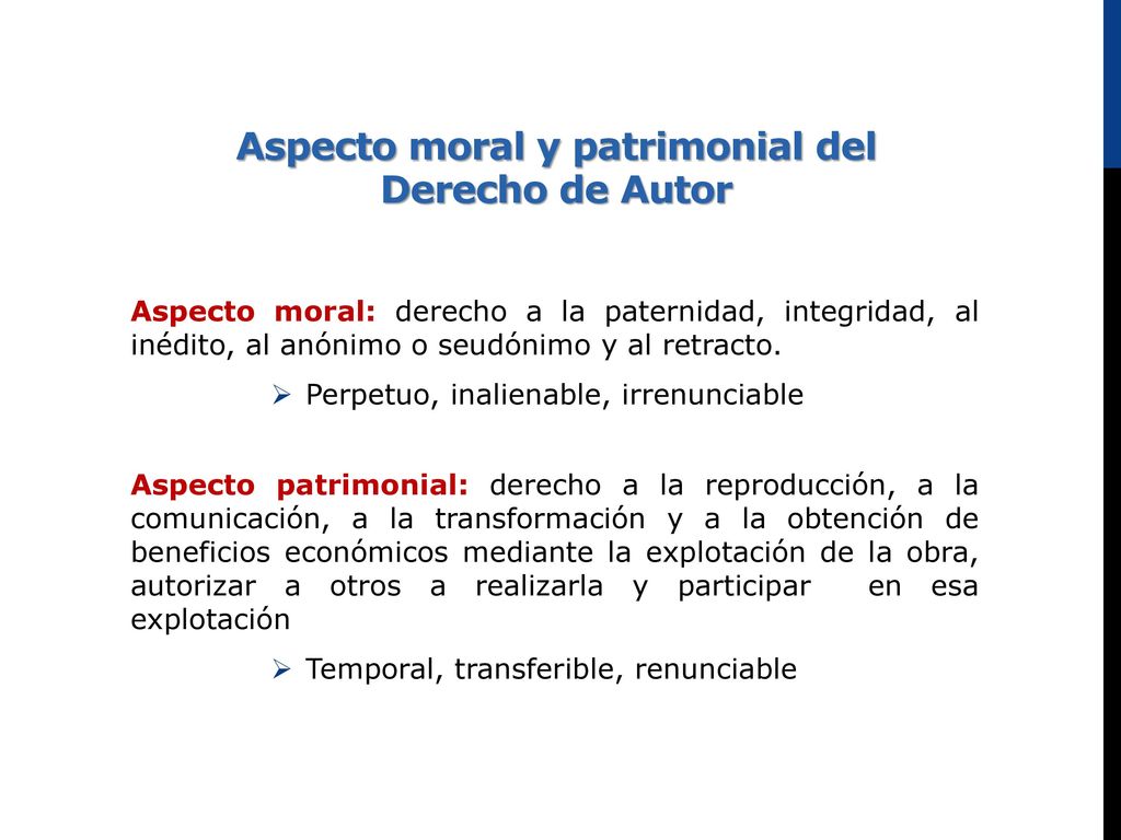Aspecto moral y patrimonial del Derecho de Autor