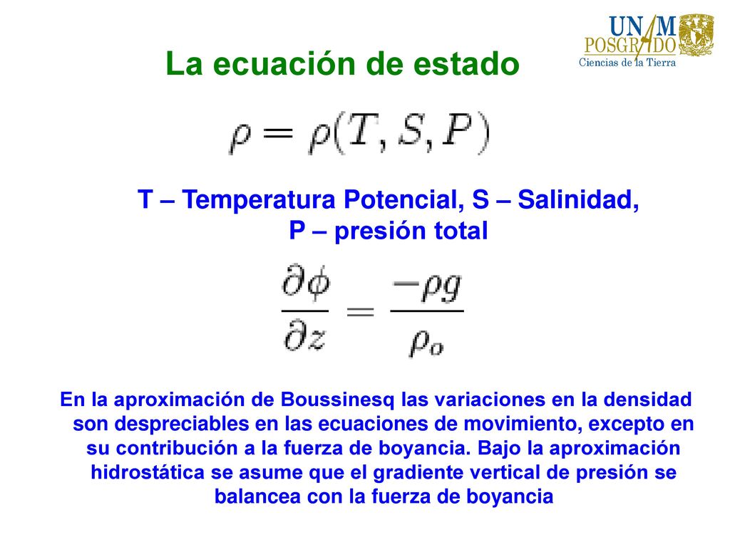 T – Temperatura Potencial, S – Salinidad, P – presión total