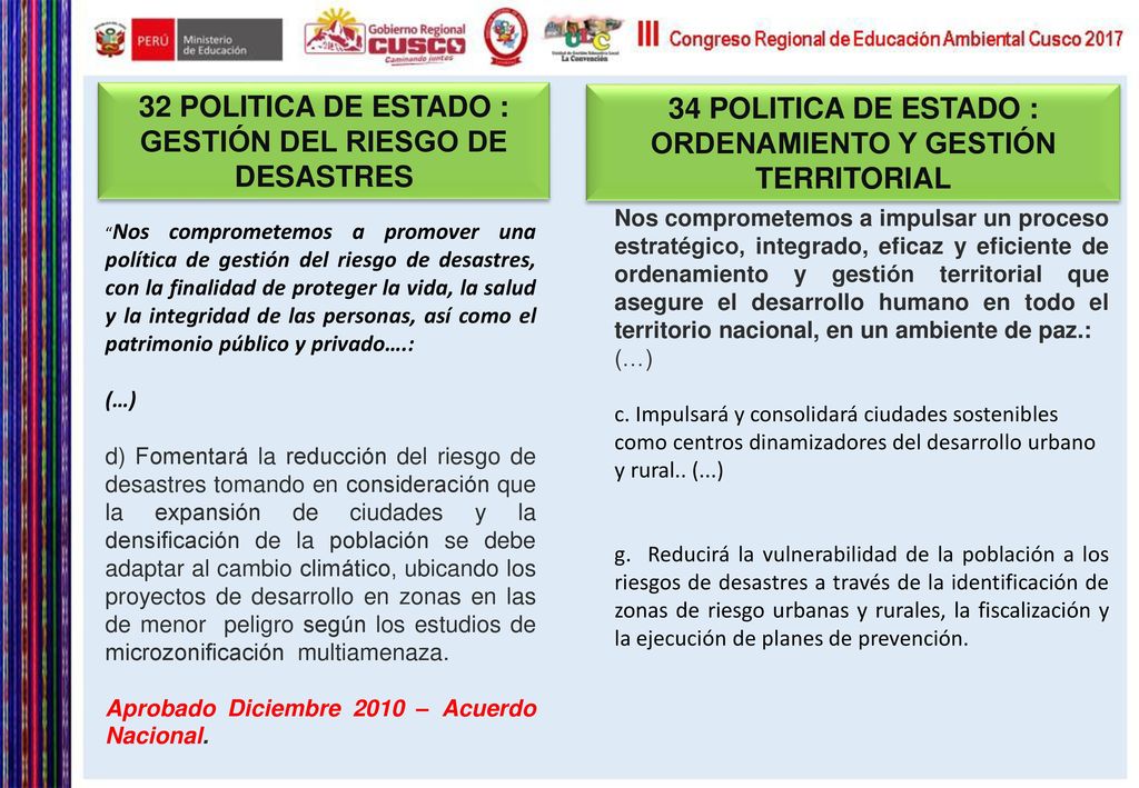 32 POLITICA DE ESTADO : GESTIÓN DEL RIESGO DE DESASTRES