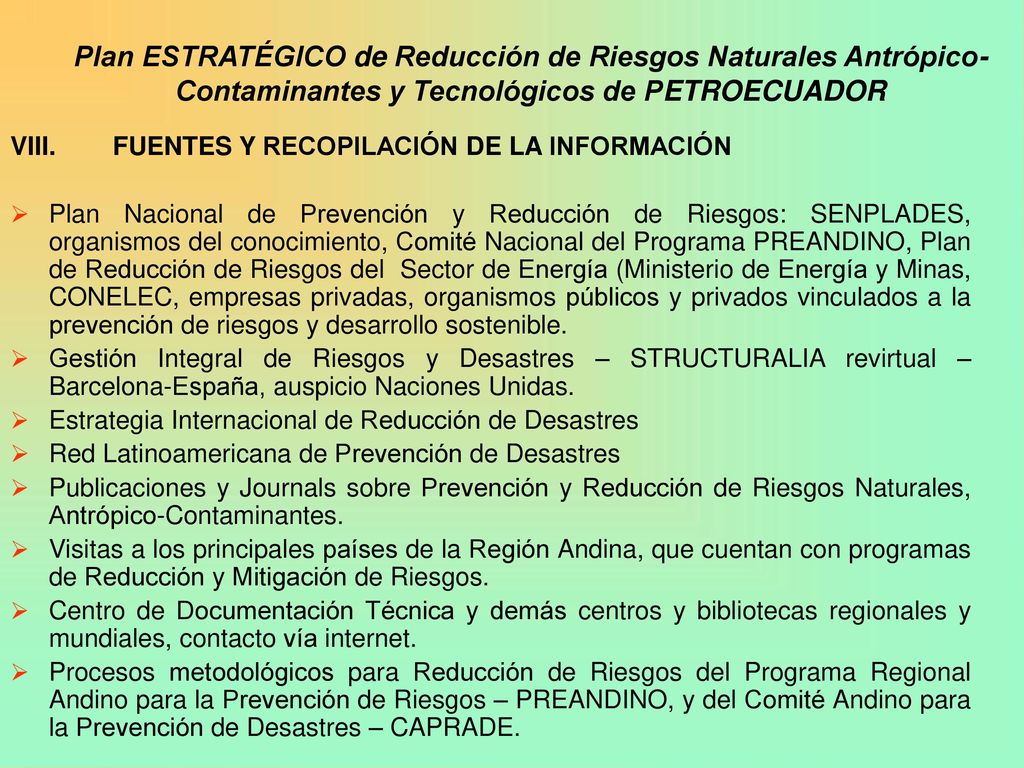 Plan ESTRATÉGICO de Reducción de Riesgos Naturales Antrópico-Contaminantes y Tecnológicos de PETROECUADOR