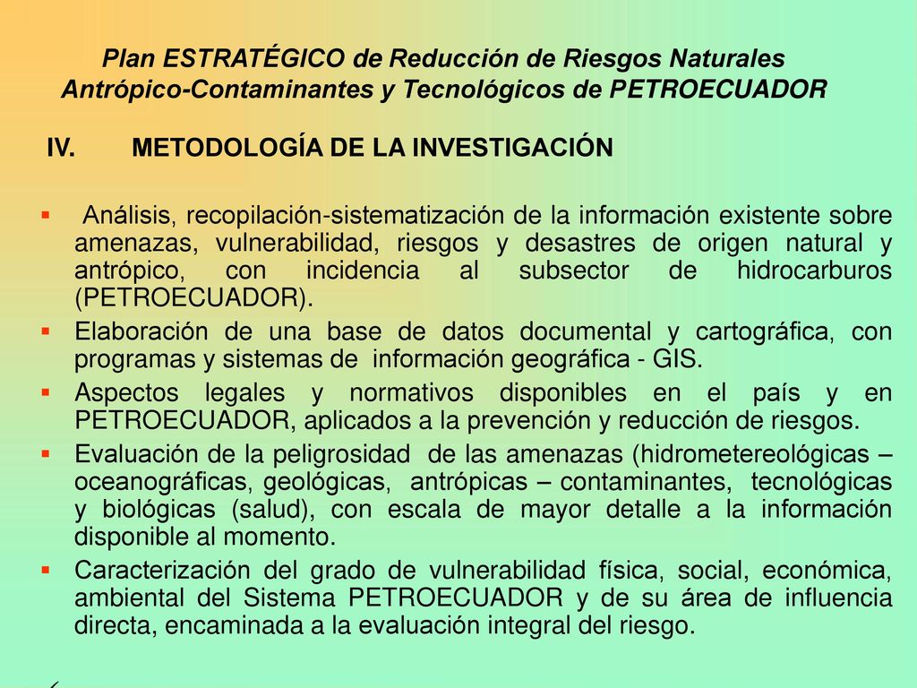 Plan ESTRATÉGICO de Reducción de Riesgos Naturales Antrópico-Contaminantes y Tecnológicos de PETROECUADOR