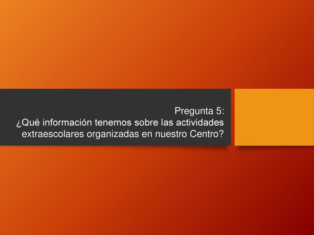 Pregunta 5: ¿Qué información tenemos sobre las actividades extraescolares organizadas en nuestro Centro