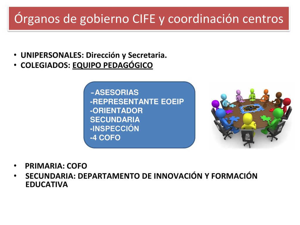 Órganos de gobierno CIFE y coordinación centros