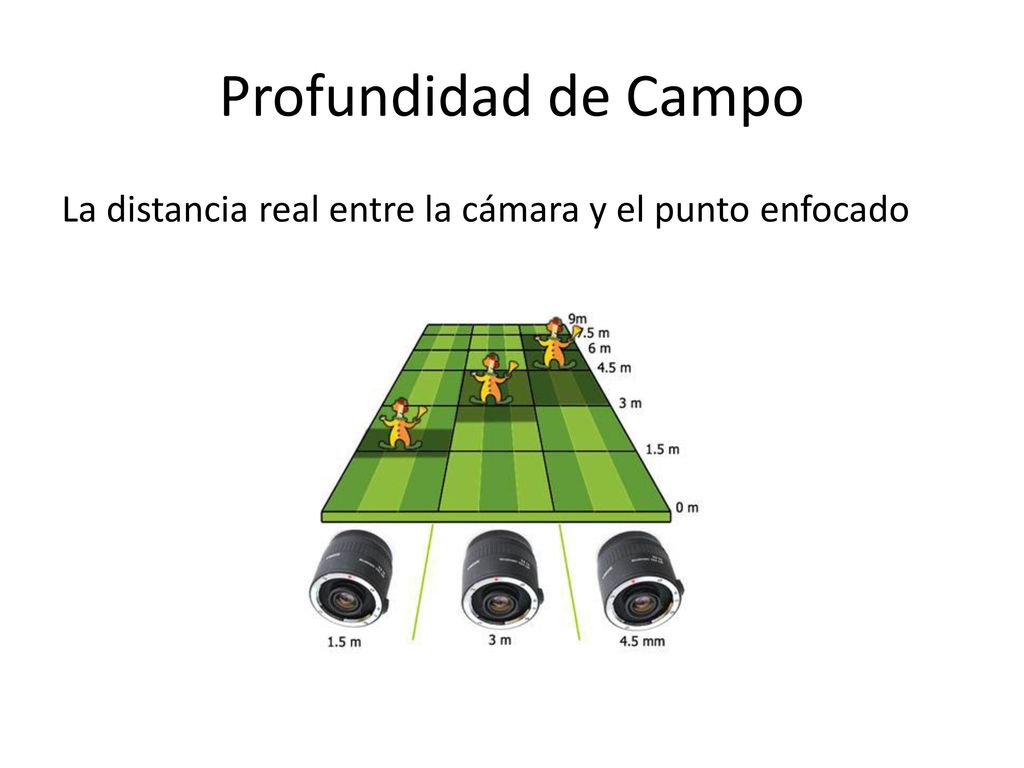 Profundidad de Campo La distancia real entre la cámara y el punto enfocado