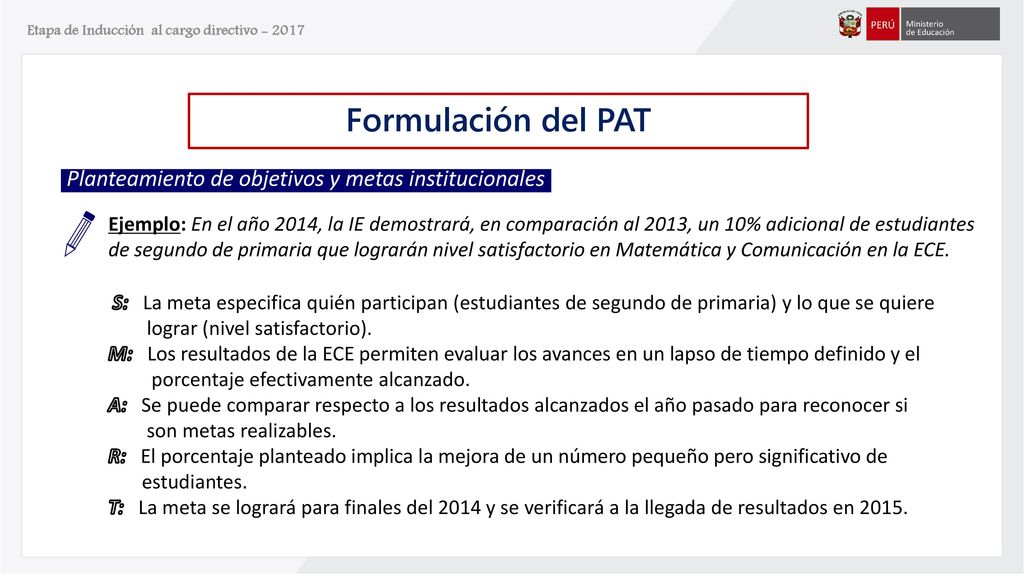 Formulación del PAT Planteamiento de objetivos y metas institucionales