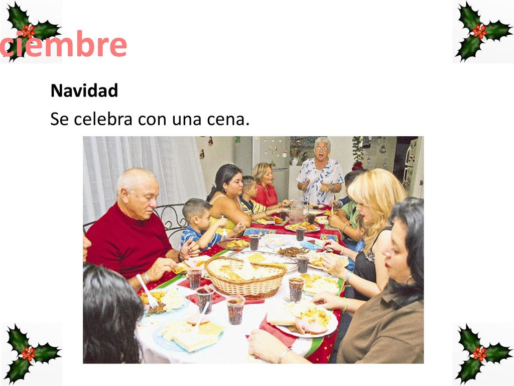 25 de diciembre Navidad Se celebra con una cena. 13