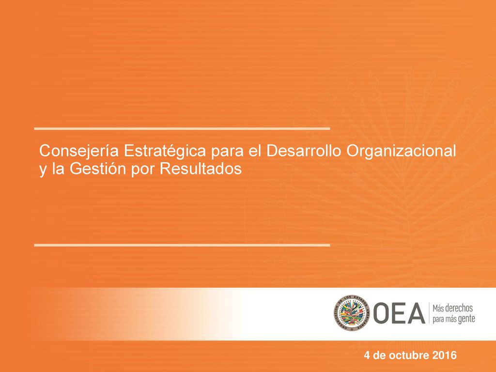 Consejería Estratégica para el Desarrollo Organizacional y la Gestión por Resultados