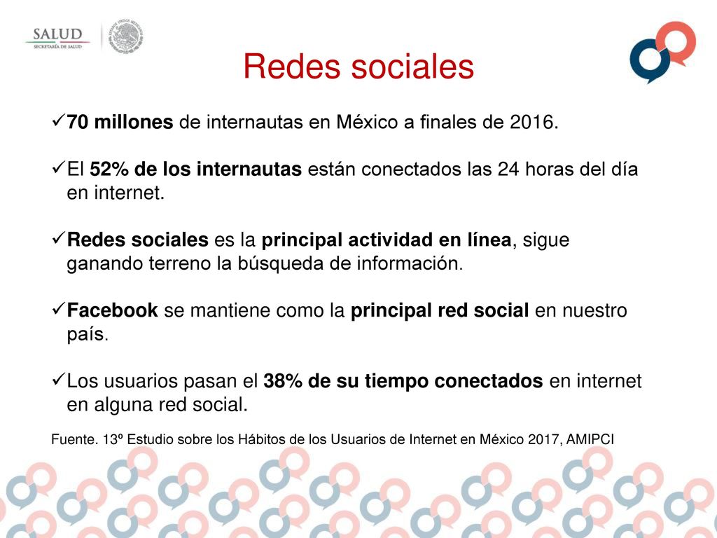 Redes sociales 70 millones de internautas en México a finales de 2016.