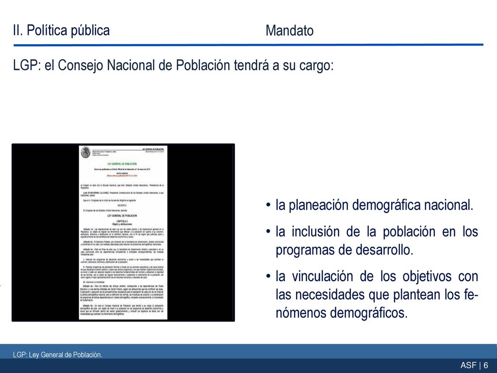 LGP: el Consejo Nacional de Población tendrá a su cargo: