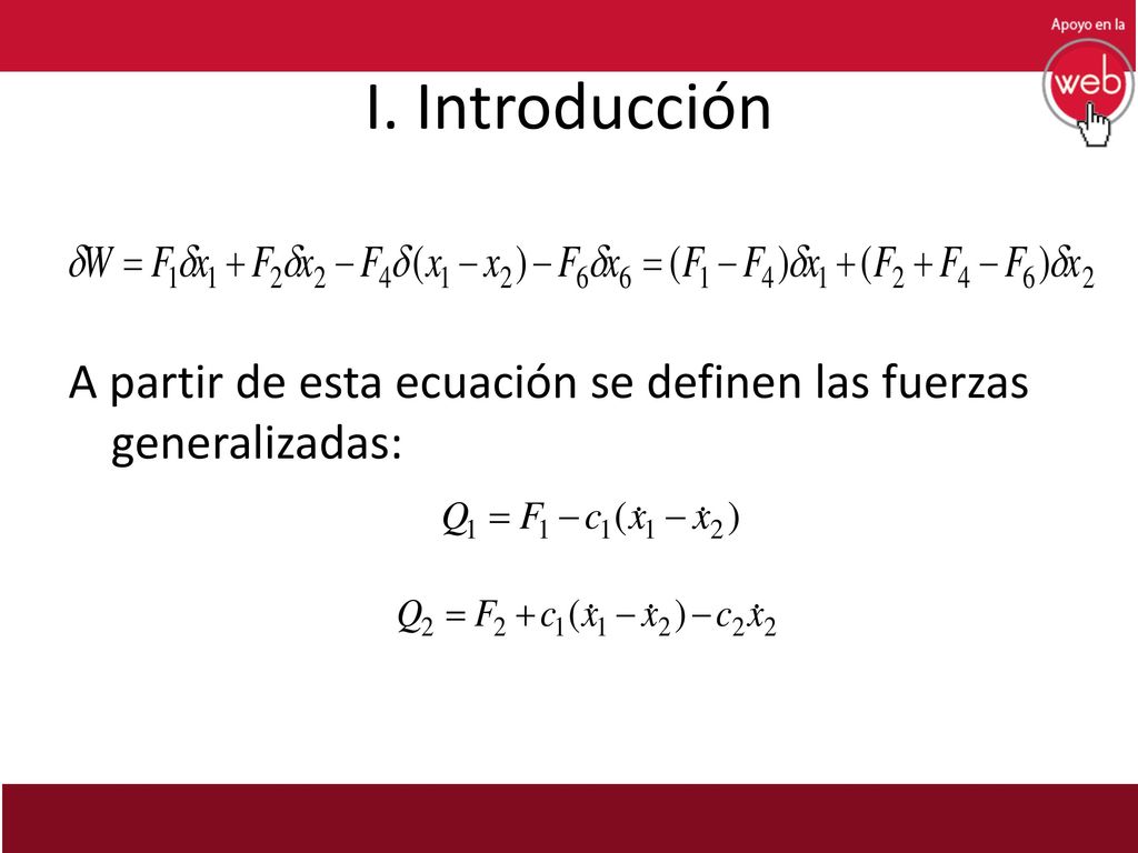 I. Introducción A partir de esta ecuación se definen las fuerzas generalizadas: