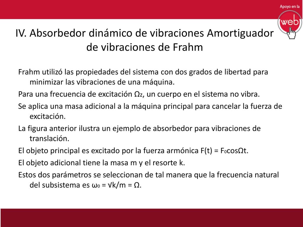 IV. Absorbedor dinámico de vibraciones Amortiguador de vibraciones de Frahm