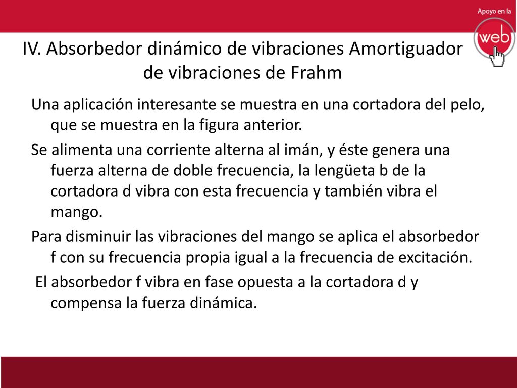 IV. Absorbedor dinámico de vibraciones Amortiguador de vibraciones de Frahm