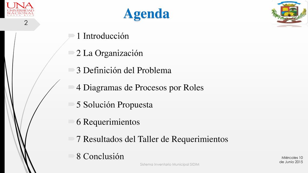 Agenda 1 Introducción 2 La Organización 3 Definición del Problema