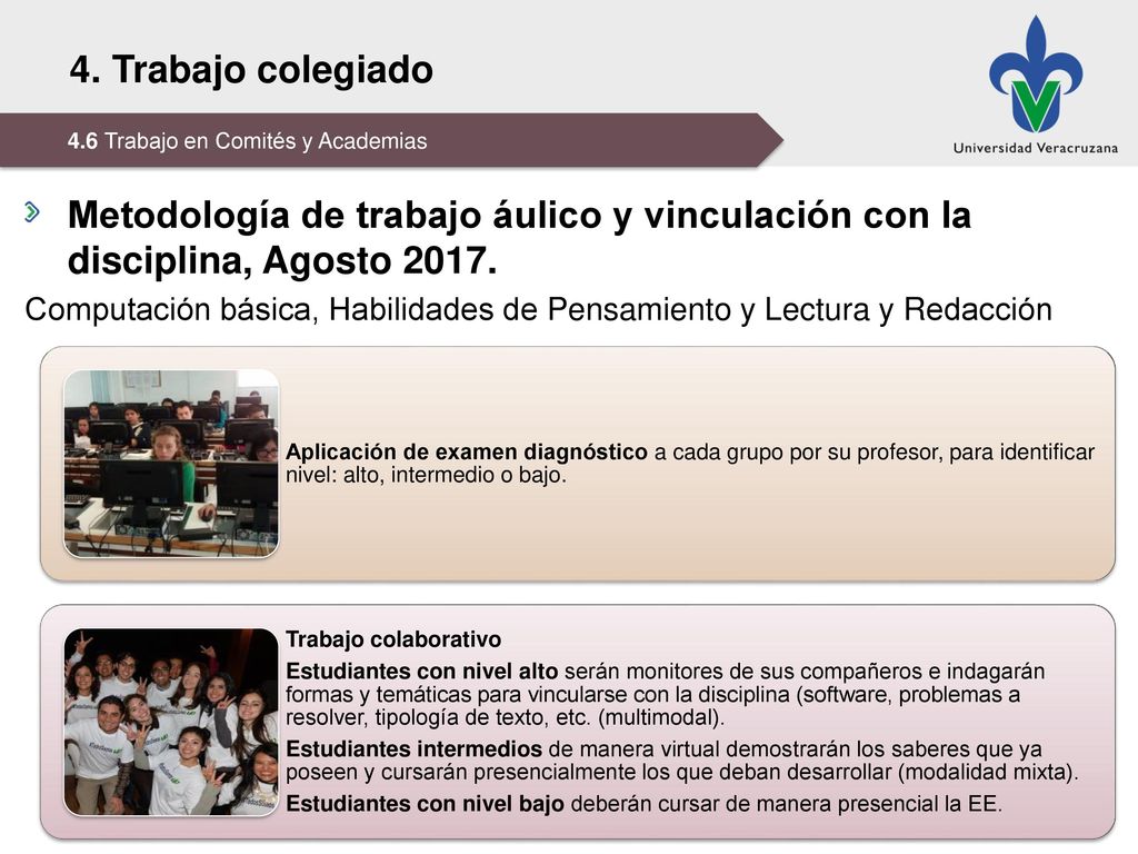 4. Trabajo colegiado 4.6 Trabajo en Comités y Academias. Metodología de trabajo áulico y vinculación con la disciplina, Agosto
