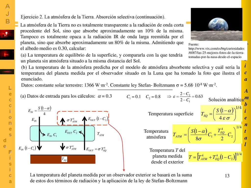 Ambiental Física. Ejercicio 2. La atmósfera de la Tierra. Absorción selectiva (continuación).