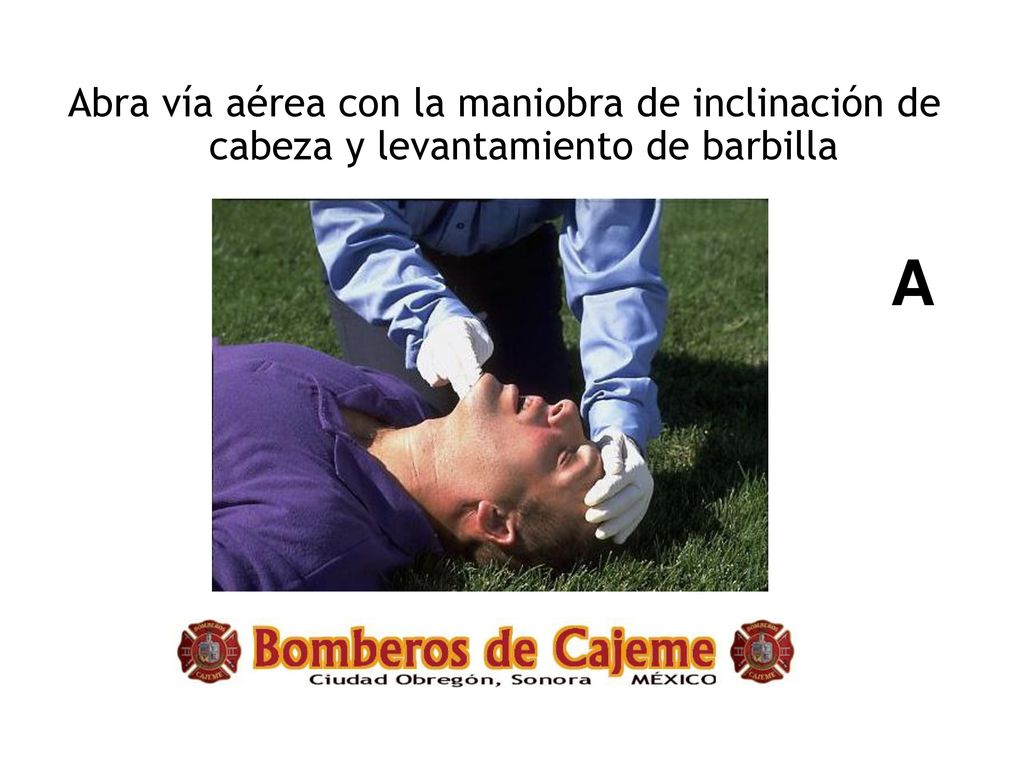 Abra vía aérea con la maniobra de inclinación de cabeza y levantamiento de barbilla