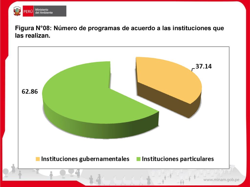 Figura N°08: Número de programas de acuerdo a las instituciones que las realizan.