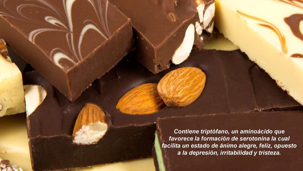 Contiene triptófano, un aminoácido que favorece la formación de serotonina la cual facilita un estado de ánimo alegre, feliz, opuesto a la depresión, irritabilidad y tristeza.