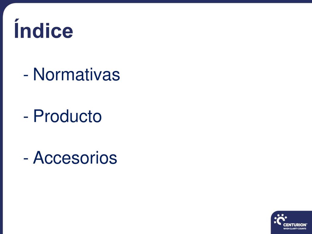 Índice Normativas Producto Accesorios
