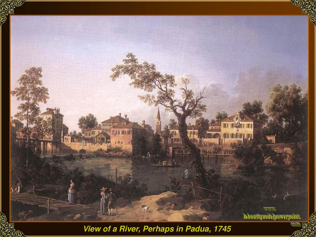 laboutiquedelpowerpoint. View of a River, Perhaps in Padua, 1745