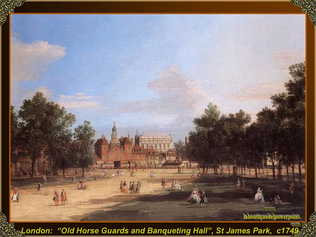 London: Old Horse Guards and Banqueting Hall , St James Park, c1749
