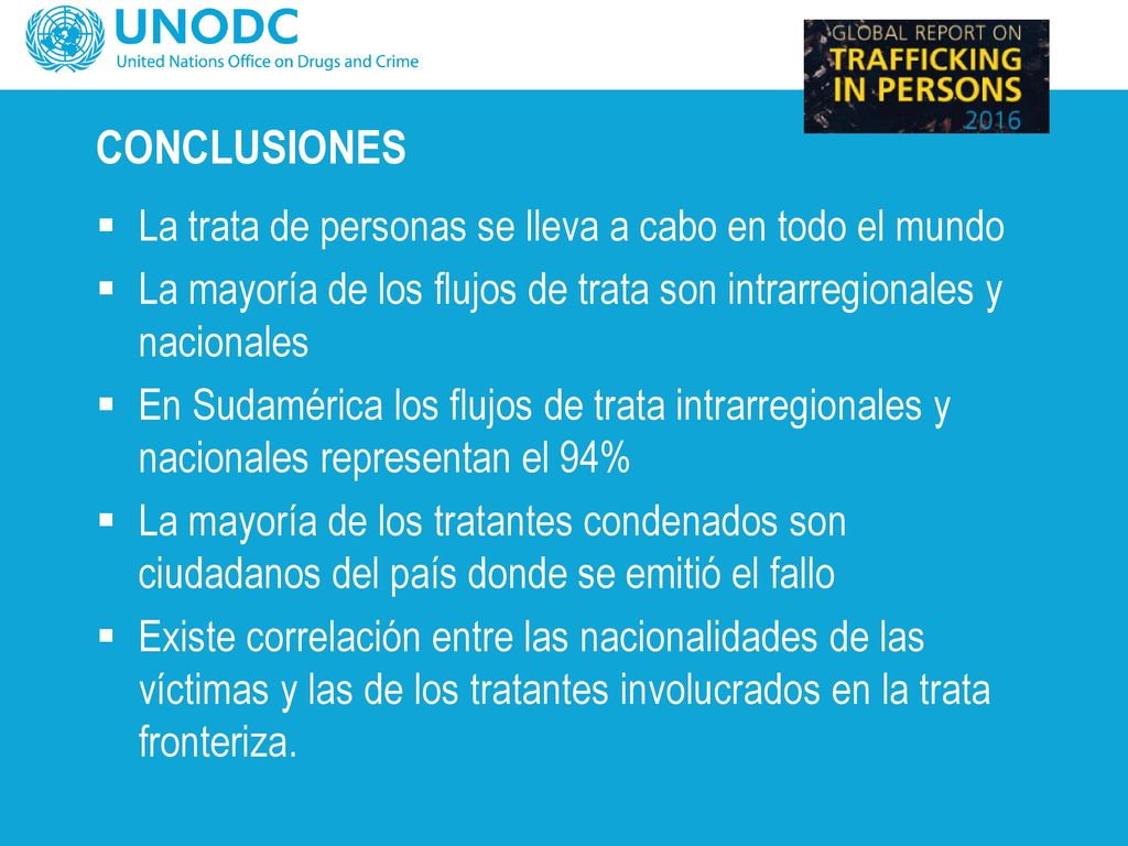 CONCLUSIONES La trata de personas se lleva a cabo en todo el mundo